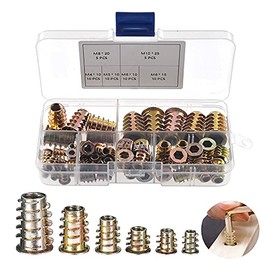YIXISI 50 PCS Zinc Alloy Hex Socket Screw-in Nuts Kit, Furniture Hex Socket Screw Inserts Threaded Insert Nuts M4 / M5 / M6 / M8 / M10, for Wood Furniture