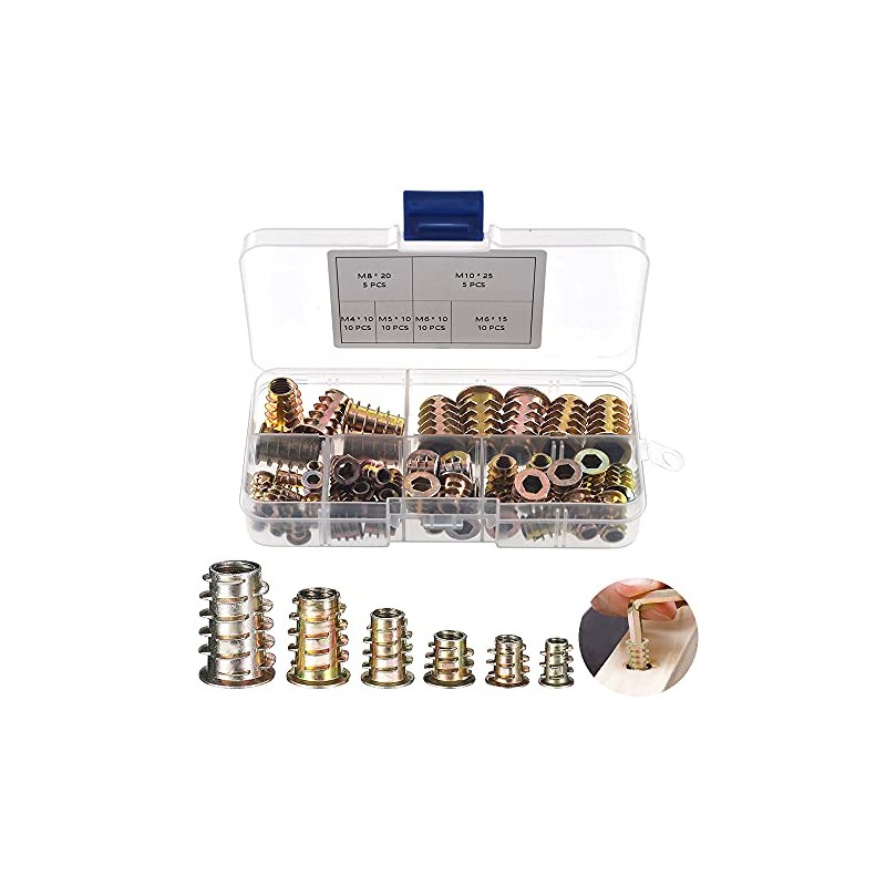 YIXISI 50 PCS Zinc Alloy Hex Socket Screw-in Nuts Kit,
