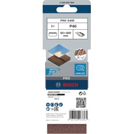 Bosch 3X PRO Paint on Wood and Hardwood X440 Sanding Belt for Sanders (for Paint on Wood, Hardwood, 60 x 400 mm, Grit 40, Professional Accessory Belt Sander)
