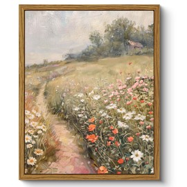 ARPEOTCY Vintage Framed Floral Wall Art, Bedroom Bathroom Country Flower Fields Art Decor, Canvas Print Retro Paintings, Home Rustic Landscape Farmhouse Decor, 8x10 Inch