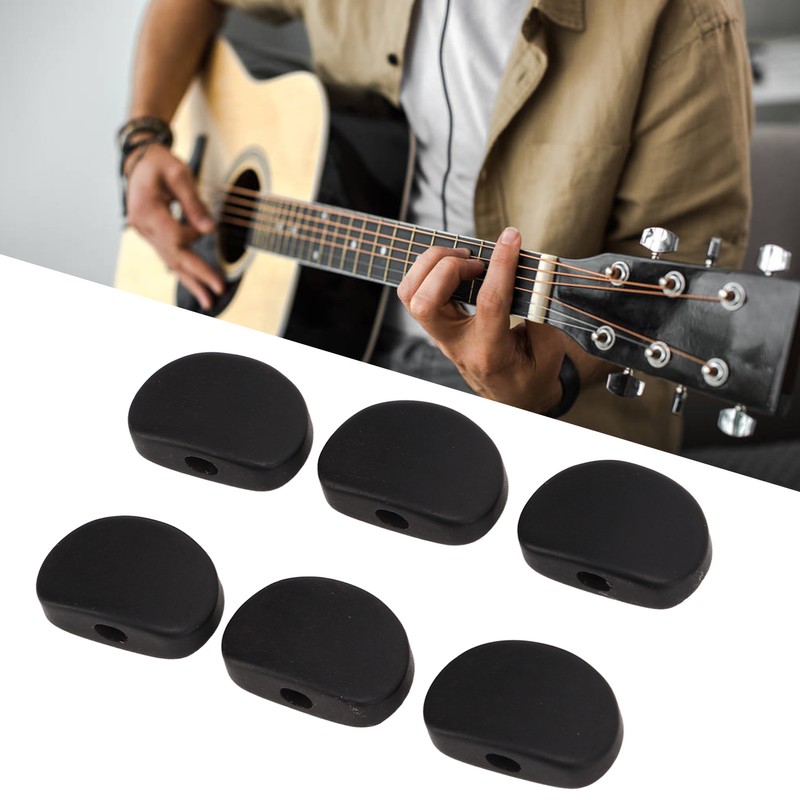6Set Guitar Tuning Peg Buttons Ebony Metal Tuner Machine Head