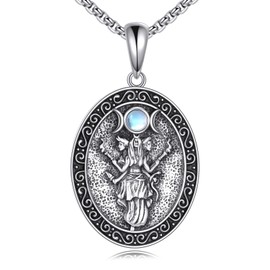 Triple Moon Goddess Necklace Sterling Silver Hecate Wiccan Jewelry Gift for Women