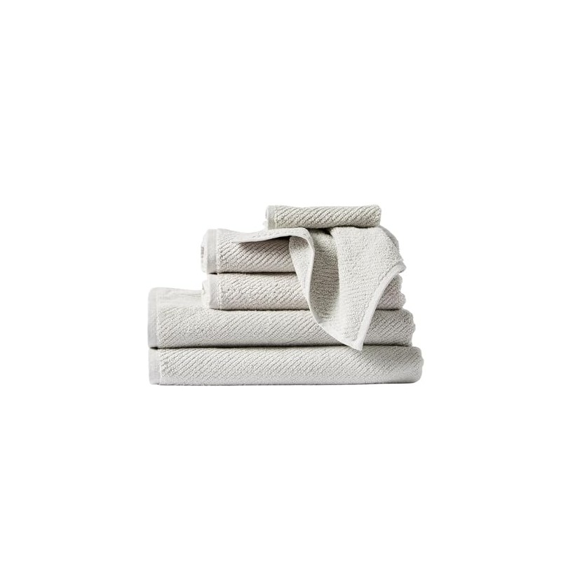 Coyuchi Air Weight Organic Towels, 6 Piece Set, Fog