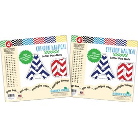Barker Creek 4" Letter Pop-Outs 2-Pack, Nautical Chevron, Jazz Up Your Bulletin Boards with These Colorful Letters, 510 Upper and Lowercase Letters, Numbers & Punctuation Marks, 4" (3642)