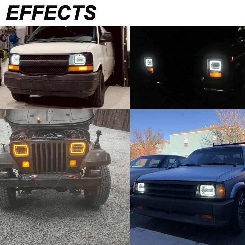 Unbranded Pair 5x7" 7x6" LED Headlights Hi/Lo Beam H6054 For