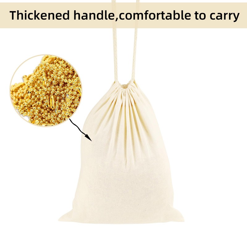 OKBA 12 Pack Cotton Muslin Drawstring Bags – Reusable Cloth