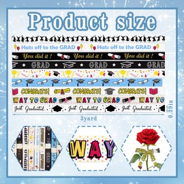 Hying 9 Rolls 2025 Graduation Ribbons for Wrapping Gifts, Grosgrain Congratulations Ribbons for Graduations Decoration DIY Party, 3/8" X 27 Yards White Black Class 2025 Ribbon for Gift Wrapping