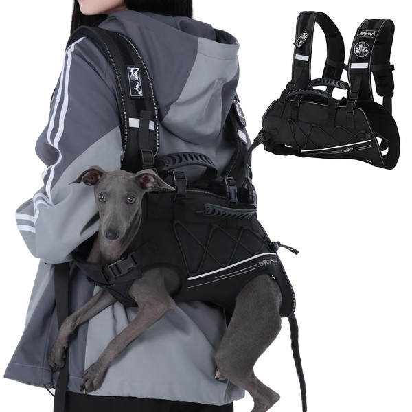 Wakytu Small Dog Backpack Carrier/Dog Lift Harness, Adjustable Padded Strap,
