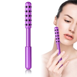 Beauty Sculptor, Stress Relief Face Roller for Wrinkles, Face Massage GuaShas Tool with Germanium Stone, Skin Tightening Facial Massager Lifting Device Roller (Purple)