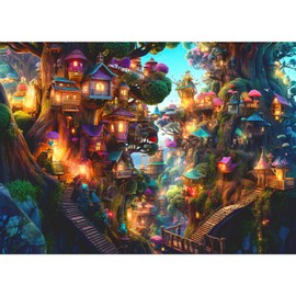 Puzzle 1000 Pieces, Adult Puzzle, A Challenging Puzzle, Puzzle Games for the Whole Family, Gifts for Women, Gifts for Men, Theme: Fantasy Tree Houses