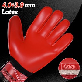 Sportout Goalkeeper Gloves with Fingersave, Football Gloves, Goalkeeper Gloves Men, 4 mm Latex, for Children, Adults and Teenagers (Red, 8)