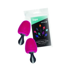 Kaps Velour Foam Shoe Trees with Handle, Ballerina Round Oval Shoe Tree, Velvet Toe Puff Foam Shoe Shaper with Hygienic Formula (Fuchsia)