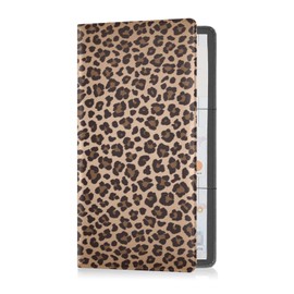 Car Registration and Insurance Card Holder Dark Brown Leopard Prin Cheetah Animal Vehicle Glove Box Automobile Documents Paperwork Waller Case Organizer