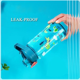 Sigdio Trinkflasche Kinder 600ml mit Strohhalm Auslaufsicher Kohlensäure geeignet Wasserflasche Kinder Sport Trinkflasche BPA-Frei für Schule, Kindergarten, Sport (Dunkel blau)