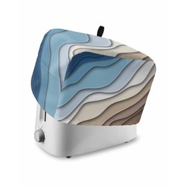 Toaster Cover 2 Slice Blue Brown Modern Geometric Toaster Oven Cover with Pockets Ombre Blue Abstract Bakeware Protector Small Kitchen Appliance Dust Covers and Fingerprint Protection for Women