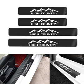 houhou 4Pcs/Set,for HIGH Country Chevy Silverado Car Door Sill Plate Protectors,Carbon Fibre Vinyl Reflective Car Door houdongliang-8786 0