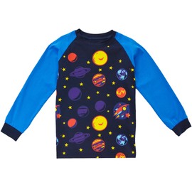 KISBINI Toddler Boy's Cotton Two-Piece Pajama Pjs Sets long sleeve sleepwear Jammies (5T, Corlorful-Planets)