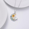 AOBOCO Sun and Moon Necklace for Women Sterling Silver Crescent
