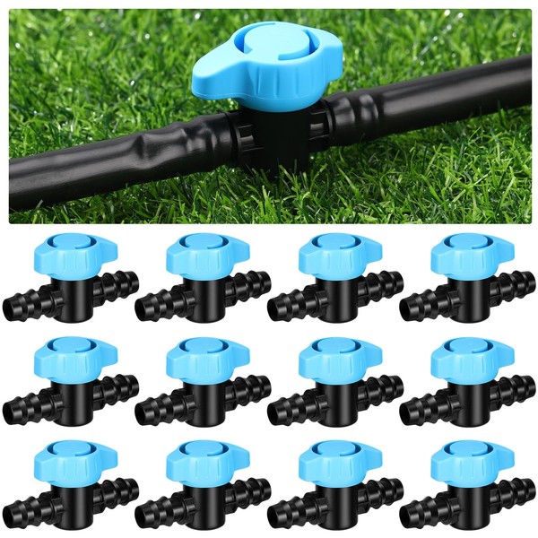 Briwooody 12 Pack Drip Irrigation Barbed Valve 1/2 Inch Ball