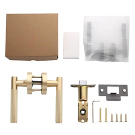 Litlheim Privacy Knurled Brass Door Handle - Durable, Stylish Interior Lever for Bedrooms & Bathrooms - Modern Design & Functionality