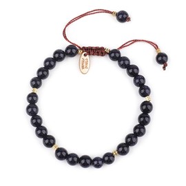 TreasureBay Womens Girls Handmade 6mm Natural Gemstone Bracelet For Small Wrist Adjustable from 16cm to 18cm (Blue Sandstone)