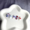 [Premium Handmade Nail Tips] Blue Ribbon Cat Nails - Coffin