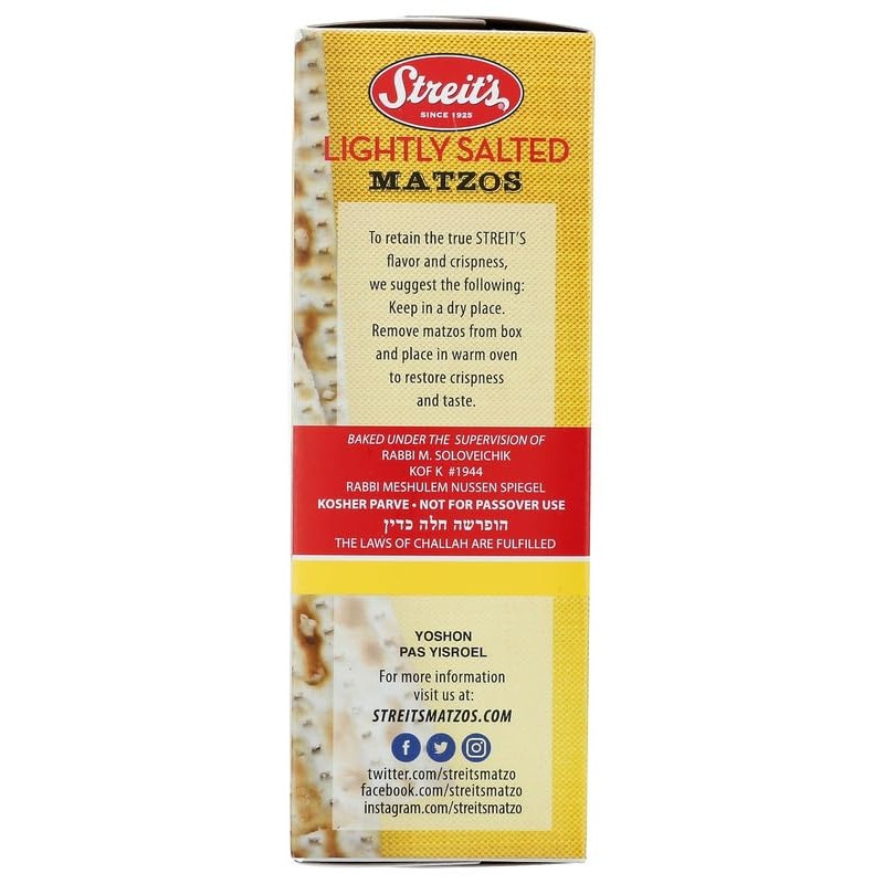 Streits, Lightly Salted Matzo, 11 Oz (5-Pack)