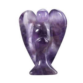 JSDDE Amethyst Crystal Angel Figurine Healing Gemstone Carved Mini Pocket Guardian Angels Statue Ornament Decoration 1.5 inch