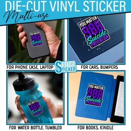 (3Pcs) 988 Suicide Prevention Sticker Suicide Prevention Awareness Stickers Suicide Hotline Number 2" Waterproof Die-Cut Vinyl Sticker for Laptop Water Bottle Hard Hat Sticker Decal Gifts 2 Inches