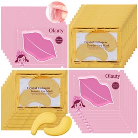 30 Pairs Lip Masks & Eye Mask, 24K Gold Gel Under Eye Patches for Puffy Eyes, Crystal Collagen Moisturizing Lip Mask, Effectively Nourishes Lip & Eye Skin for Reducing Fine Lines & Dark Circle