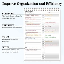 DOURA 24 Hour Daily Planner - Daily Schedule Notepad With 51 Sheets, Daily Planner with Hourly Schedule, Daily Hourly Planner, 6.7" * 9.5"