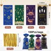 Threetols 100 PCS Eid Mubarak Cellophane Treat Bags, Ramadan Kareem