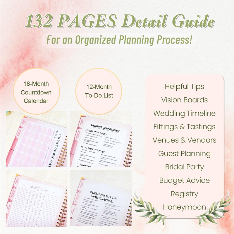 Wedding Planner For Bride-Bridal Wedding Planning binder With 5 Tabbed