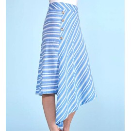 FRESH PRODUCE Medium BLUE $55.00 ARWEN Stripe Cotton BEACH Skirt NWT New M