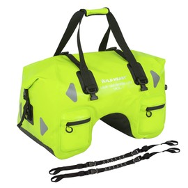 WILD HEART Dry Motorcycle Tail bag 70L With Rope Straps and Inner Pocket Waterproof PVC 500D for Travel,Motorcycle and so on (fluorescent green)
