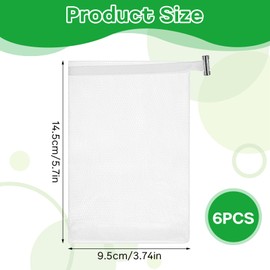 6 PCS Exfoliating Mesh Soap Pouch Soft Soap Bag with Drawstring for Shower Double Layer Thicken Foam Net Bubble Foam Net Soap Sack Saver Pouch, White