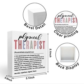 Physical Therapy Gifts, Physical Therapist Gifts Wood Box Sign, Appreciation Gifts PT Gifts for Doctor Therapist Coworker, Therapist Office Decor Living Room Desk Cubicle Table Shelf Decor