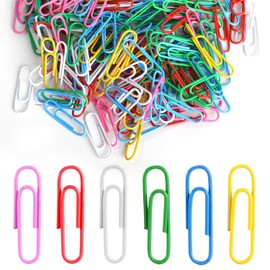 200PCS Colored Paper Clips, 1.1 inch Medium Assorted Paperclips Vinyl Coated Clips, Paper Clip for Paperwork Home Office School and Personal