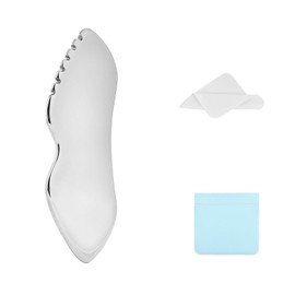 ZminRN Jagged Edge Gua Sha Facial Tools Stainless Steel - Lift, Depuff & Glow | Spa-Grade, Travel-Ready, Metal GuaSha Tool for Face, Neck, Body Lymphatic Drainage Massager Natural Skin Care