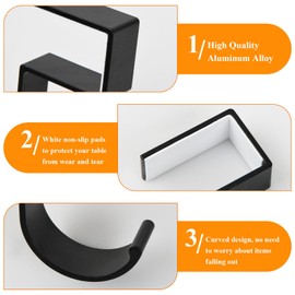 Dokeno Bag Holder for Table 4 Pieces Non-Slip Bag Hook Holder Aluminium Handbag Holder 5 Type Table Bag Hanger for Handbag Jewellery Necklaces (Black)