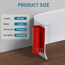 Flexible Baseboard Molding Trim, 4 Inch Vinyl Wall Base with Wider Self-Adhesive Peel and Stick Cove Base, Rubber Wall Base Moulding Trim, 20 Feet, White