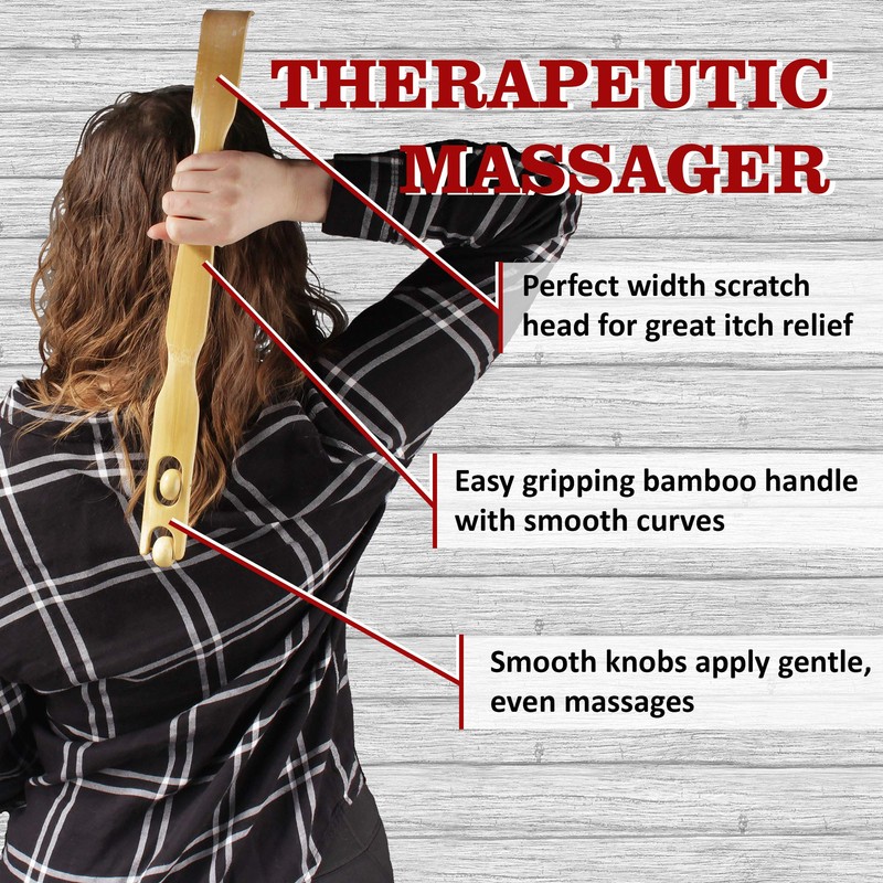 BambooMN 17 Inch Bamboo Wooden Back Scratcher Smooth Massage Roller