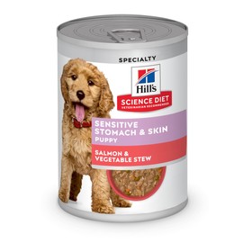 Hill's Hill's Science Diet Sensitive Stomach & Skin, Puppy, Wet Dog Food, Salmon & Vegetable Stew, 12.5 oz. Cans, Case of 12