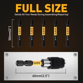 6-Piece Phillips Bit #2 Impact, 2 Inch Magnetic Phillips Head Drill & Screwdriver Bit with Magnetic Bit Holder, S2 Steel, 1/4" Hex Shank, PH2 for Impact Driver, Professional & DIY Use