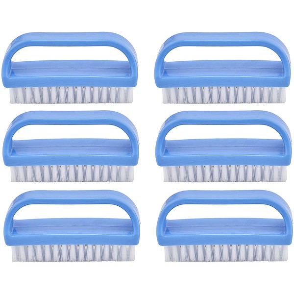 Superio Nail Brush Cleaner with Handle (6 Pack) Durable Scrub Brush to Clean Toes and Fingernails, All Purpose Hand Scrubber Cleaning Brush - Stiff Bristles, Easy to Use (6-Pack)