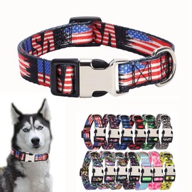 American Flag Dog Collars for Medium Dogs, Pretty Pattern USA Dog Collar Metal Buckle Durable Soft Boy Puppy Collars for XSmall Small Medium Large Breed Pet Male Dogs, M