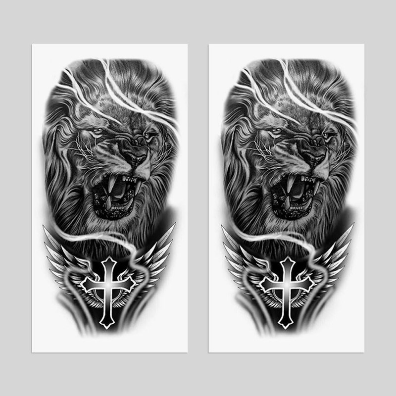 Oottati 2 Sheets Waterproof Arm Temporary Tattoo Stickers Cross Wing
