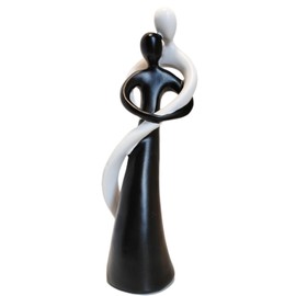 PIGPIGFLY Couple Hugging Statue, Decorative Figures, Decorative Living Room, Home Store Decoration, Modern Abstract Art Sculptures Decoration, Office Decorations, Polyresin, Gift (White + Black)