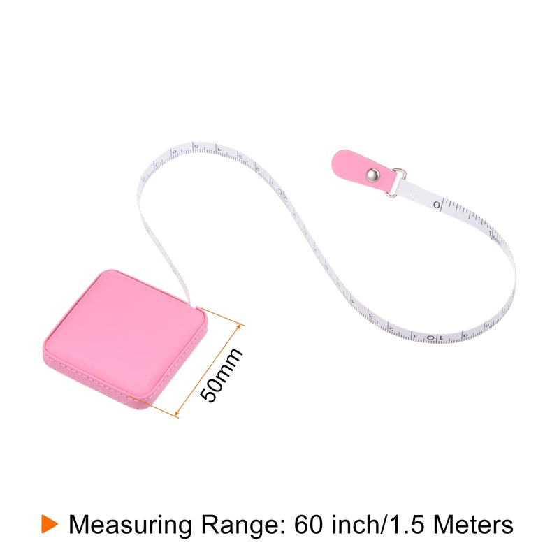 HARFINGTON Square Retractable Measuring Tape 150cm/60-inch Soft Leather Case Tailors