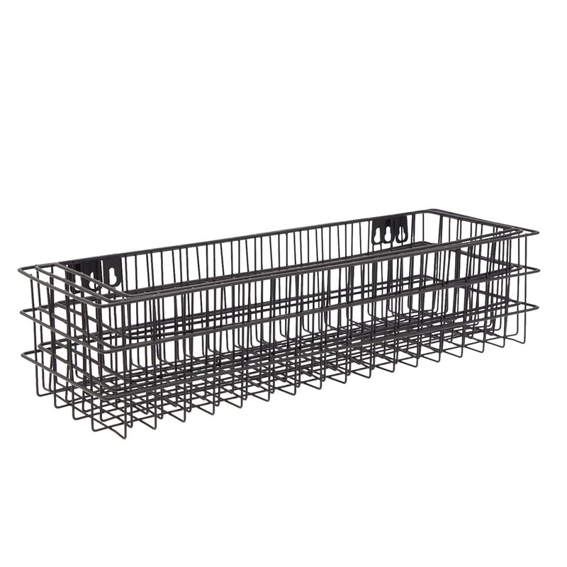 Farmlyn Creek Wall Storage Basket Organizer - Black Metal 3-Piece